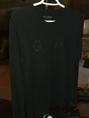 GUESS Black Long Sleeve Logo Tee